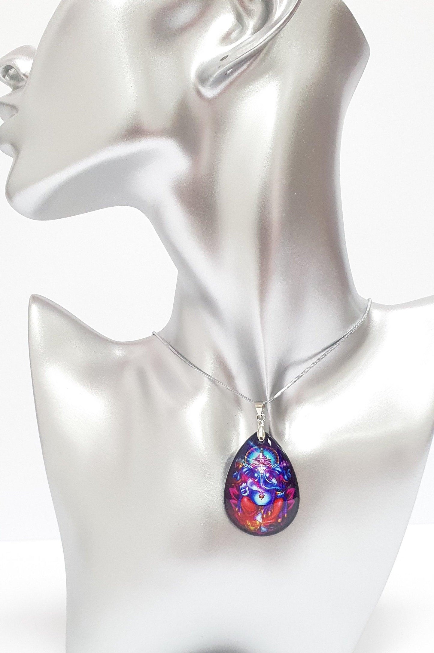 Lord Ganesh Crystal Pendant with Silver Chain , High Quality product
