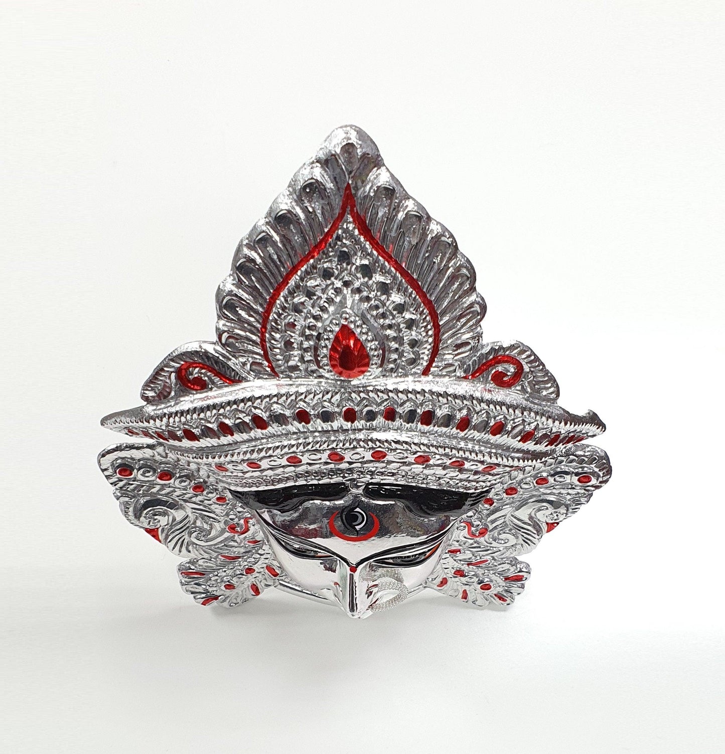 SIZE-M Goddess Durga ( Kali ) Rare Chrome/Silver Wall Hanging Face With Nose Ring