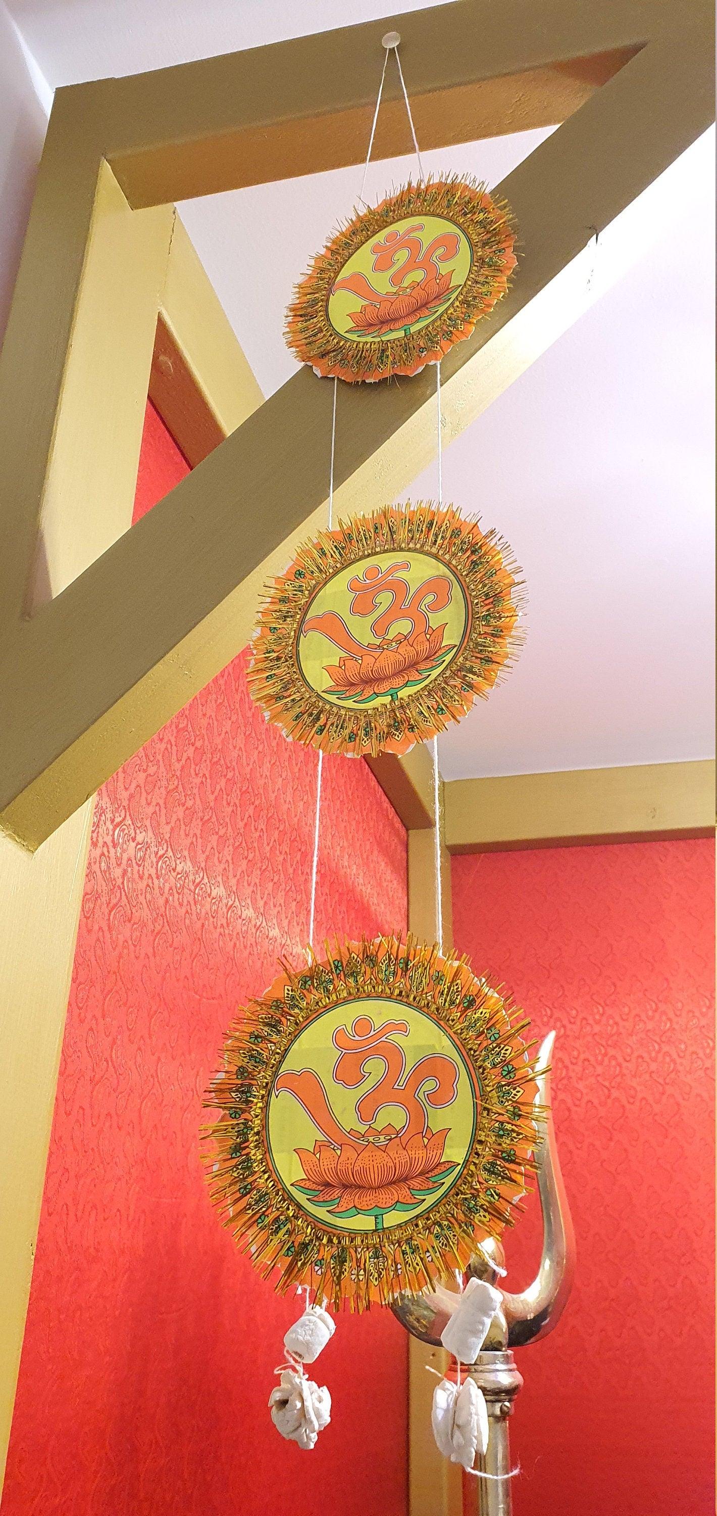 Om Logo Chandmala , 2 x For Decoration/Pooja/Puja Prayer Purposes