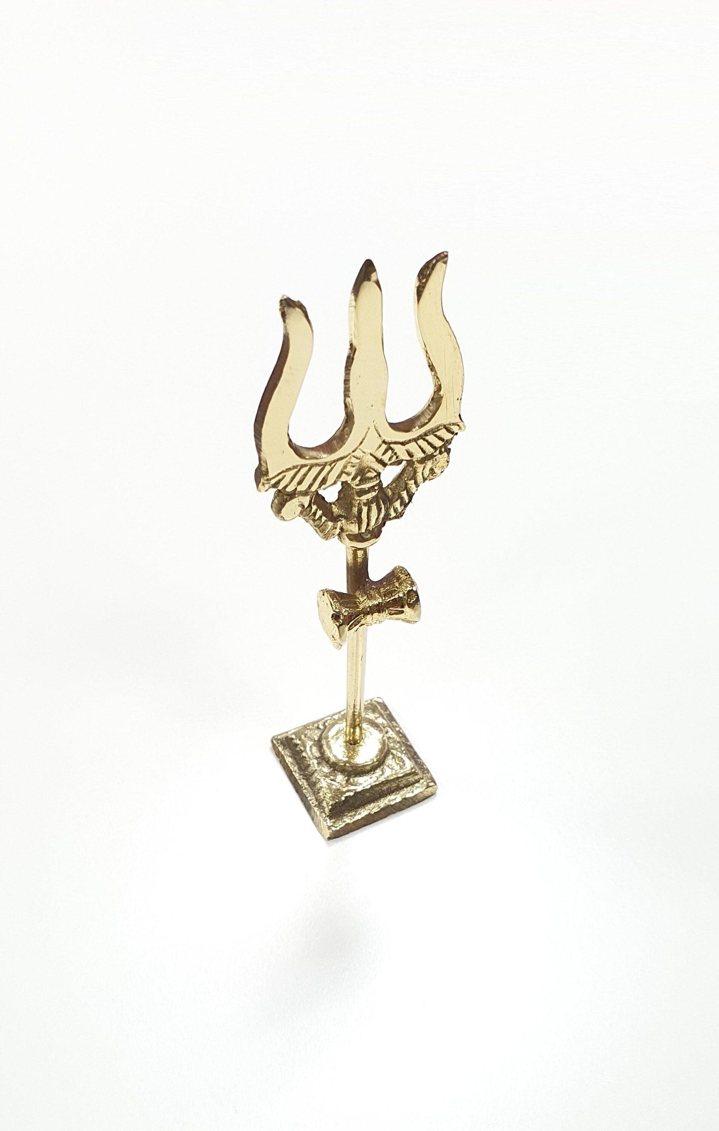 Lord Shiva Brass standing Trishul ( Trident ) with attached Damaru