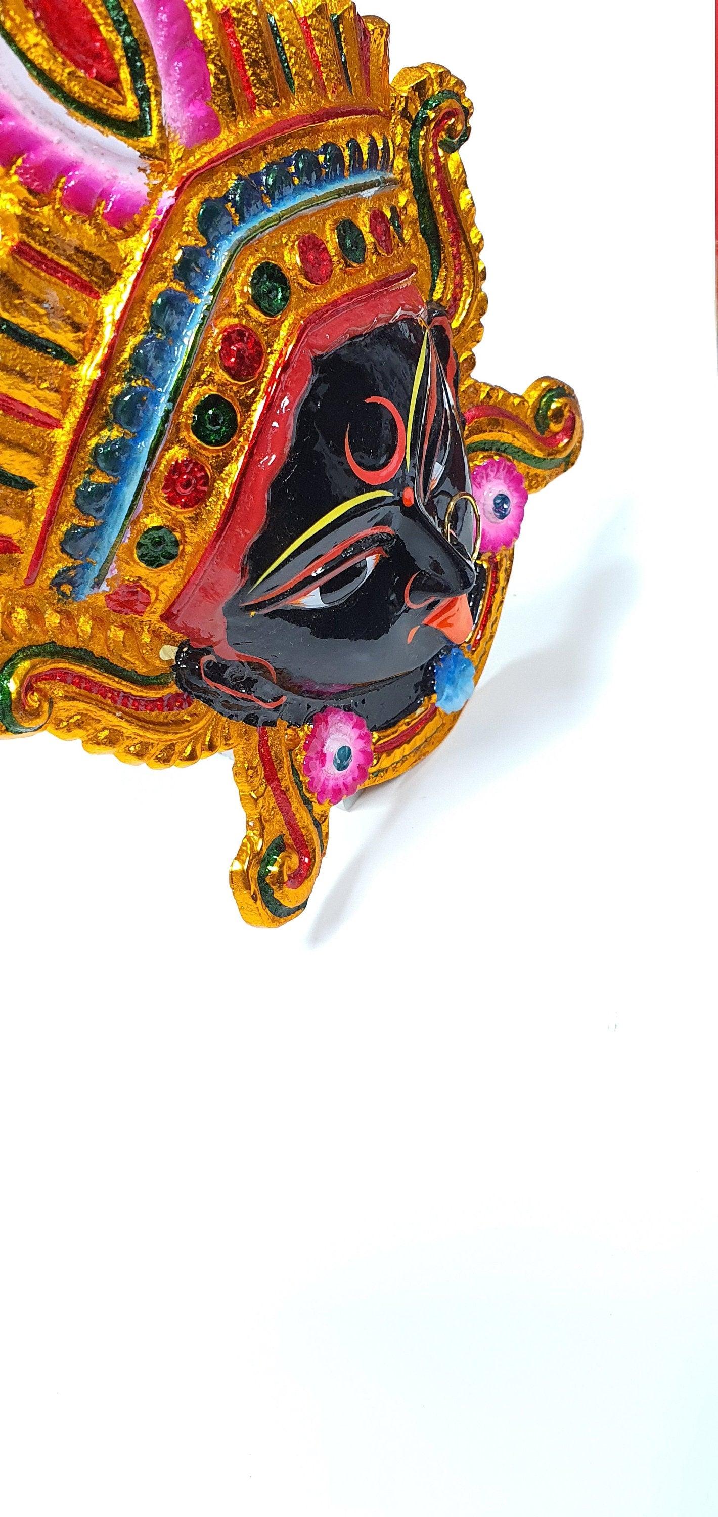 Goddess Kali Maa/Mata ( Durga ) Wall Hanging Face With Nose Ring , Solid Alloy