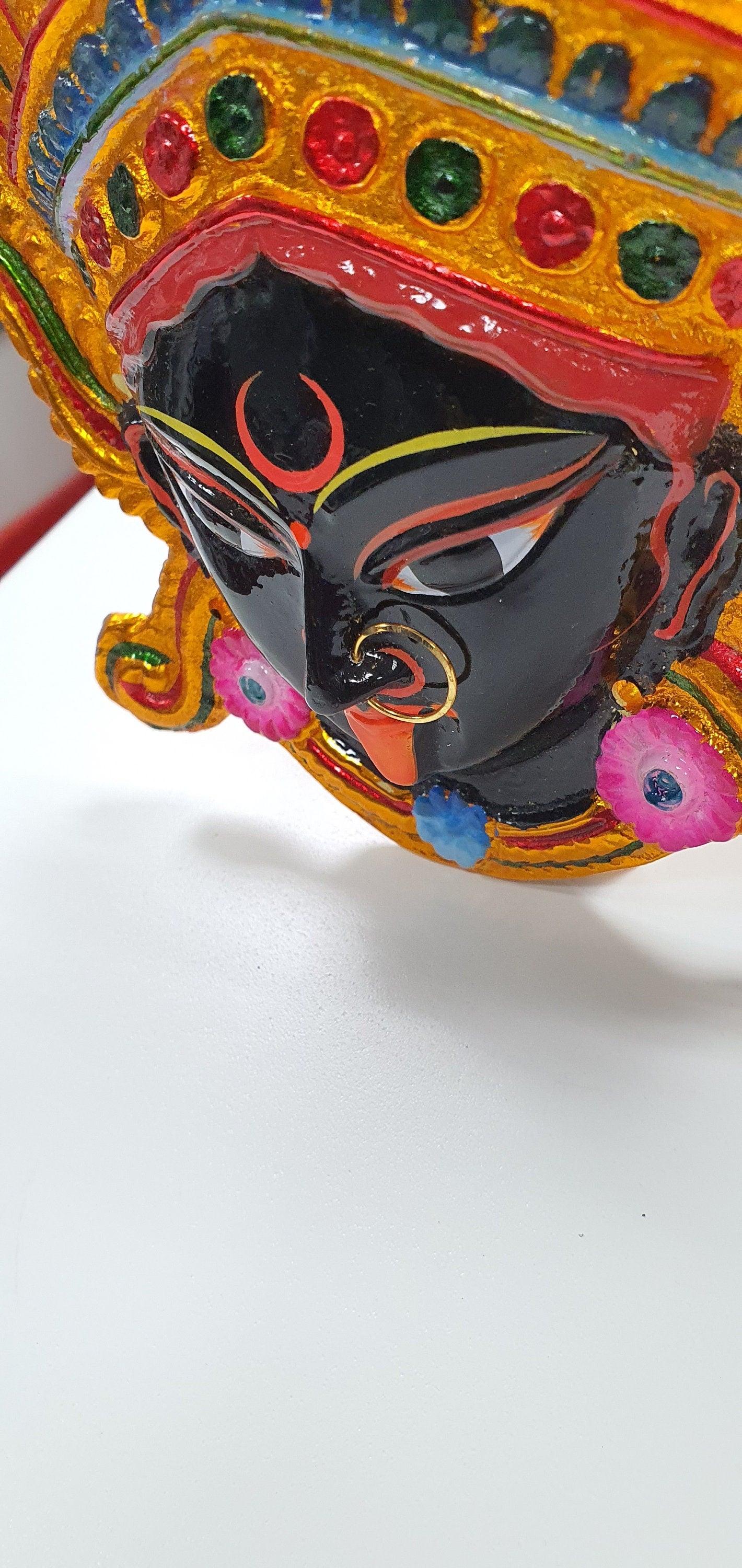 Goddess Kali Maa/Mata ( Durga ) Wall Hanging Face With Nose Ring , Solid Alloy