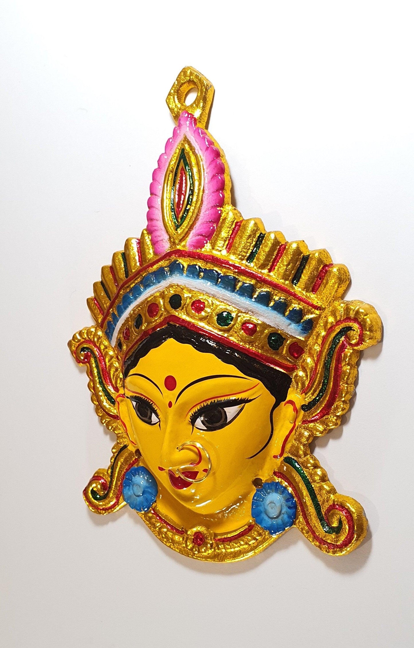 Goddess Durga Wall Hanging Face With Nose Ring, Solid Alloy, Built to last