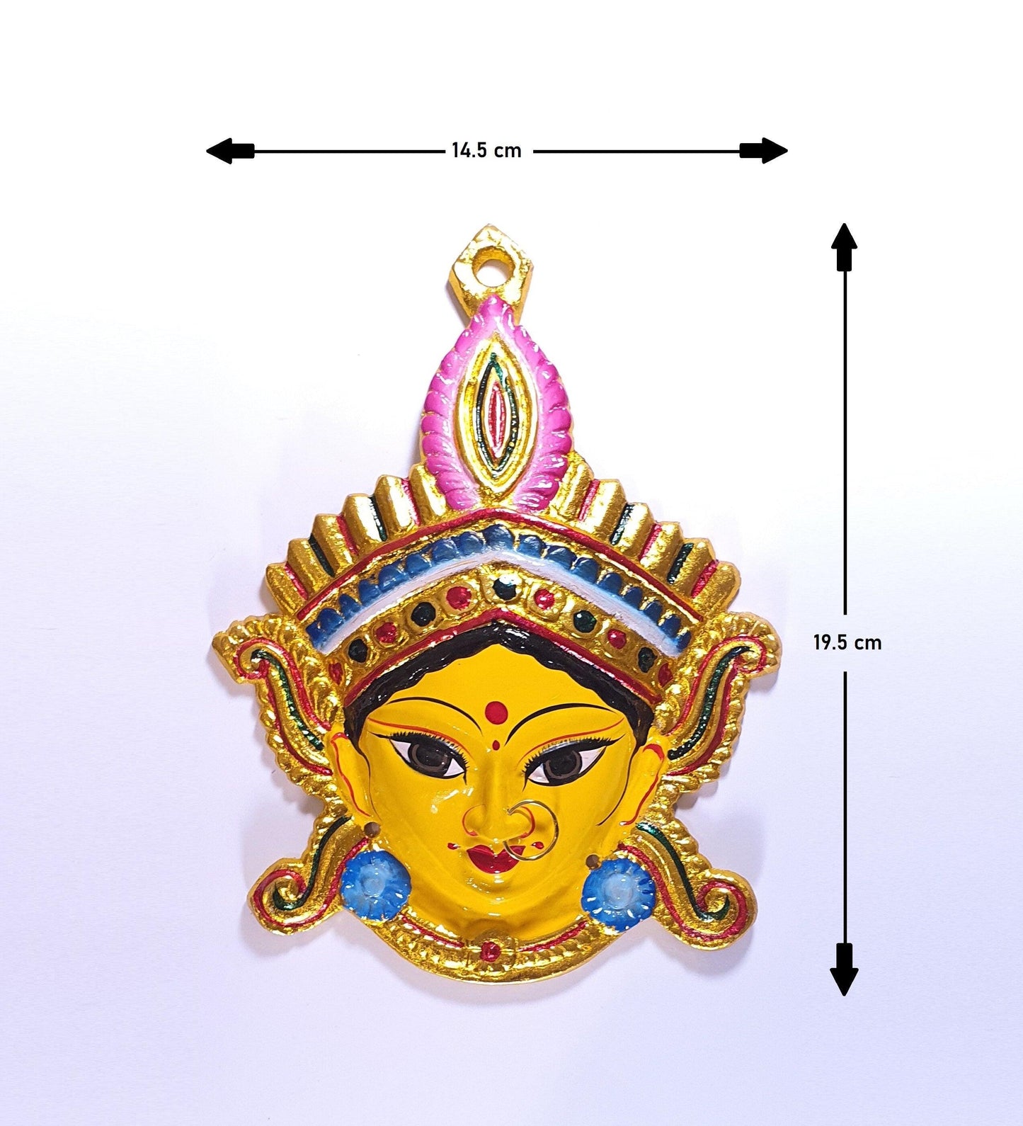 Goddess Durga Wall Hanging Face With Nose Ring, Solid Alloy, Built to last