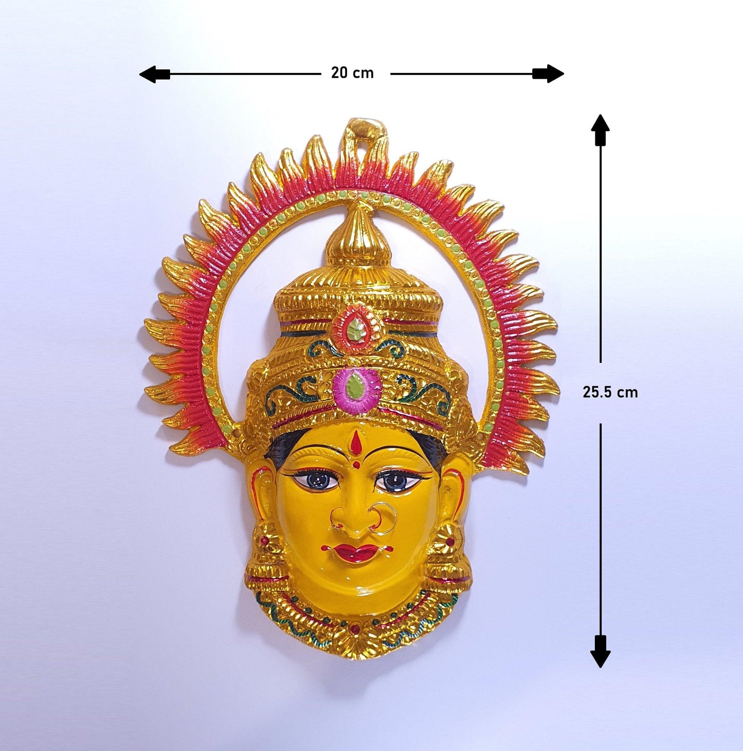 Goddess Lakshmi/Gauri ( For Varalakshmi Pooja , Diwali or Wall Hanging ) Face with Nose Ring, Solid Alloy