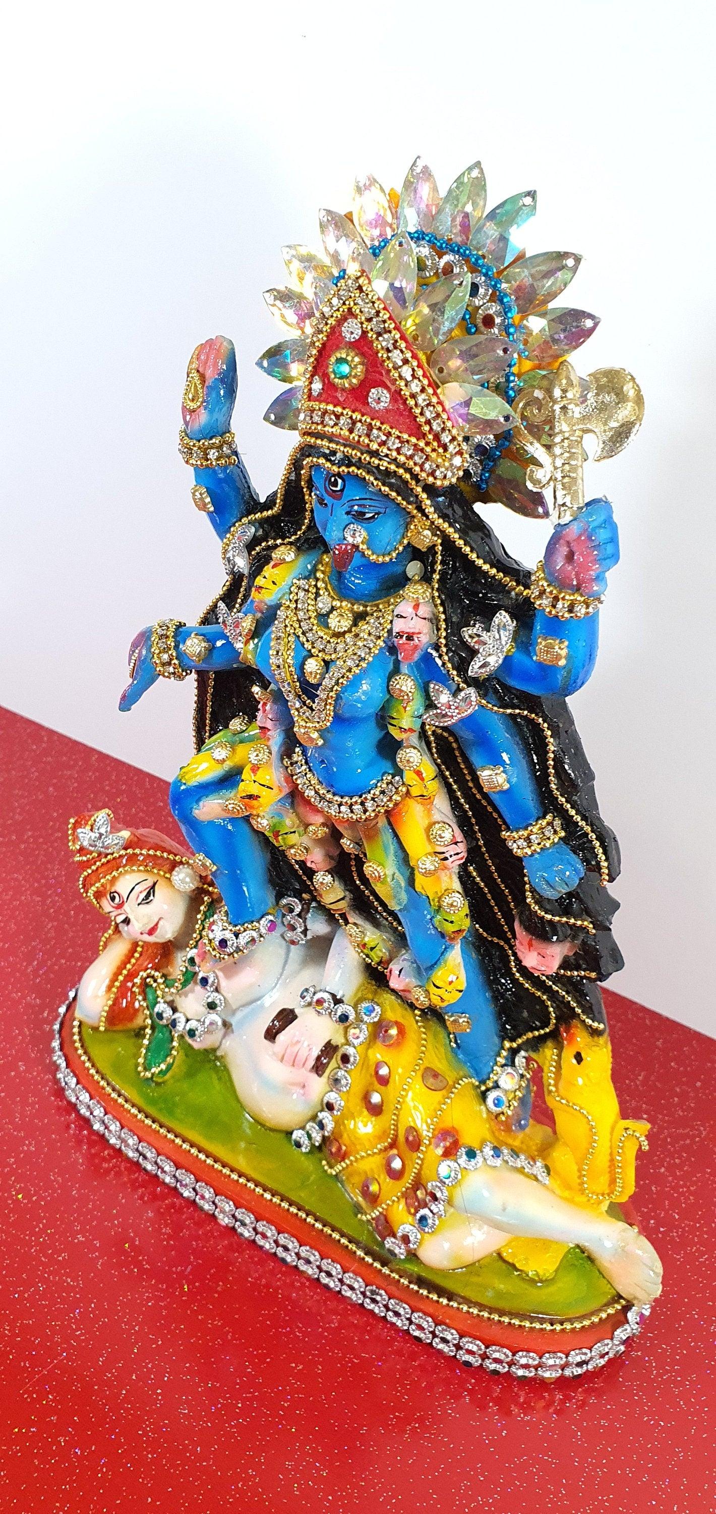 Rare hand decorated Goddess Kali Maa Lord Shiva Statue