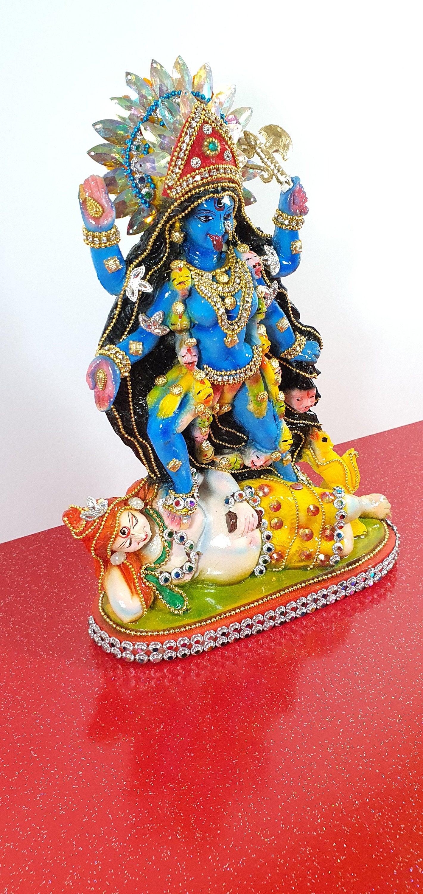 Rare hand decorated Goddess Kali Maa Lord Shiva Statue