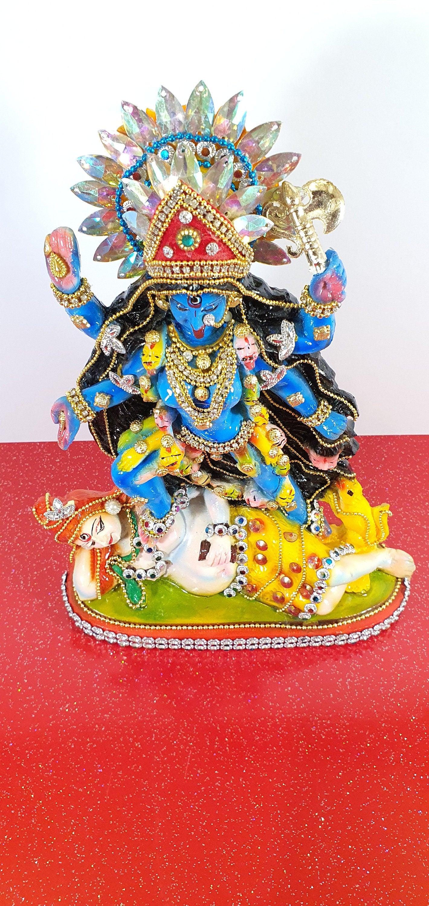 Rare hand decorated Goddess Kali Maa Lord Shiva Statue