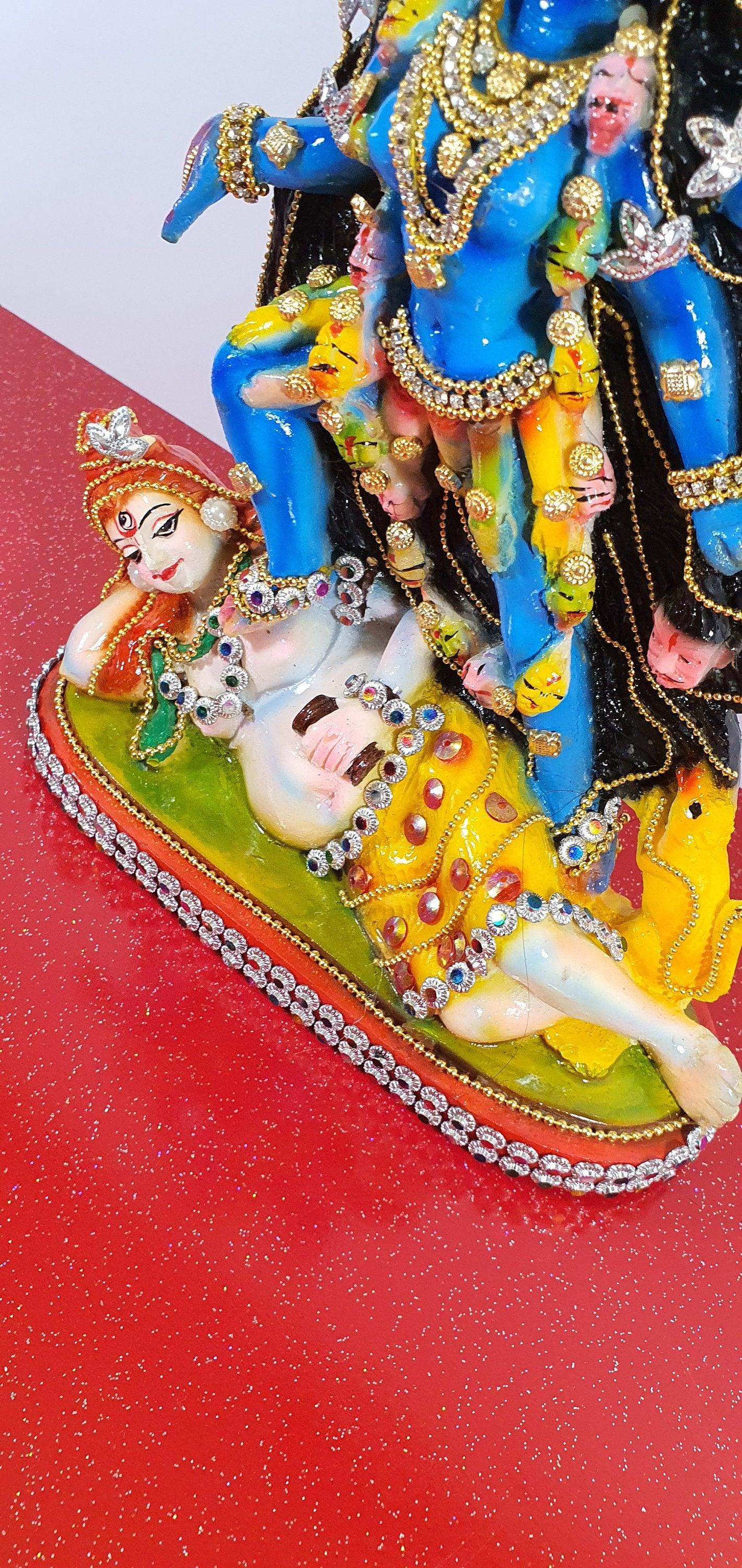 Rare hand decorated Goddess Kali Maa Lord Shiva Statue