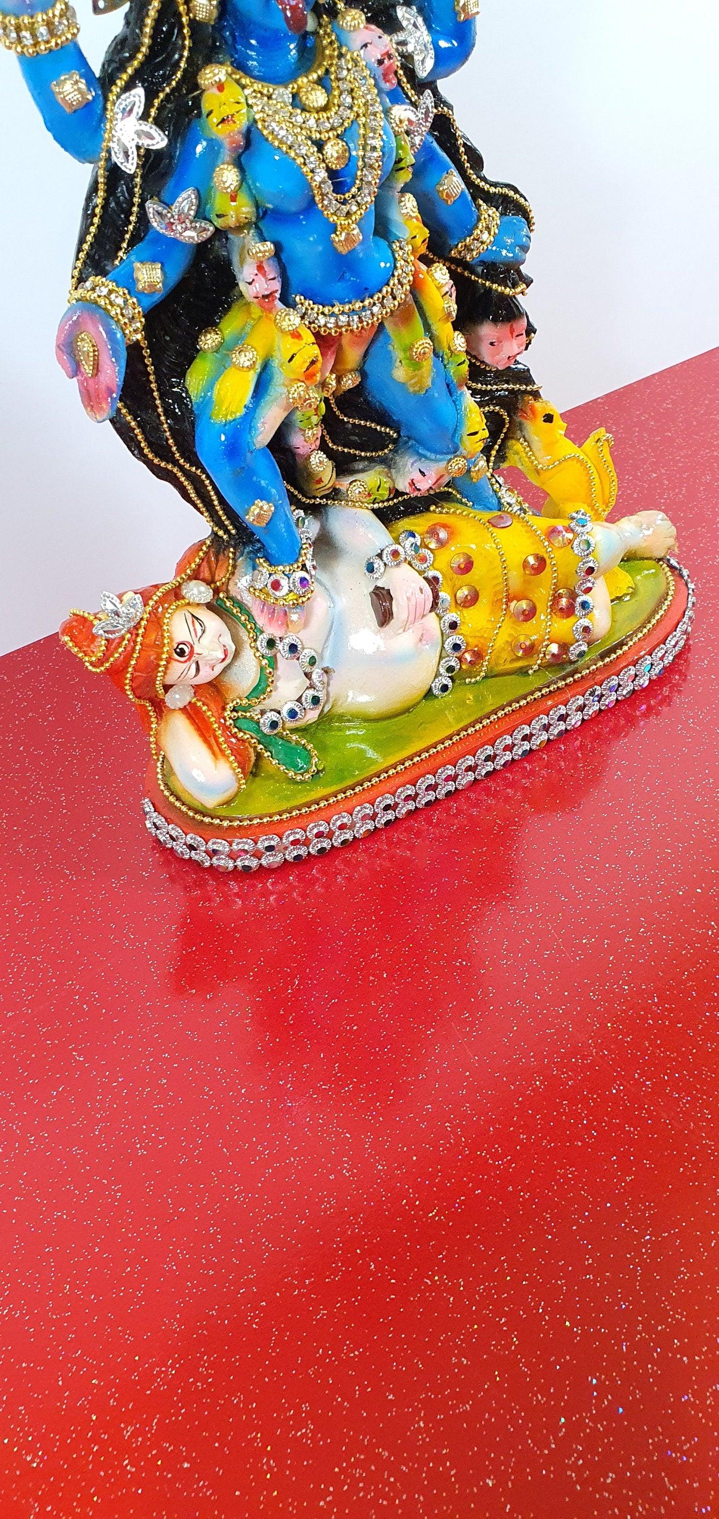 Rare hand decorated Goddess Kali Maa Lord Shiva Statue