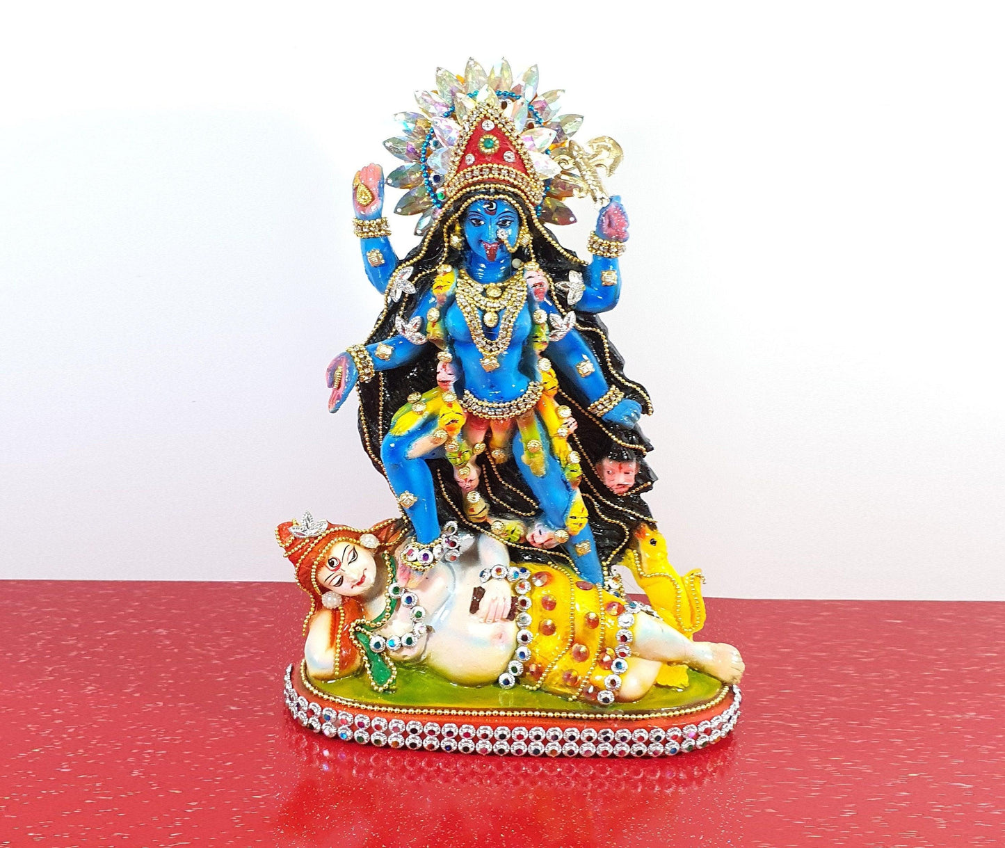 Rare hand decorated Goddess Kali Maa Lord Shiva Statue