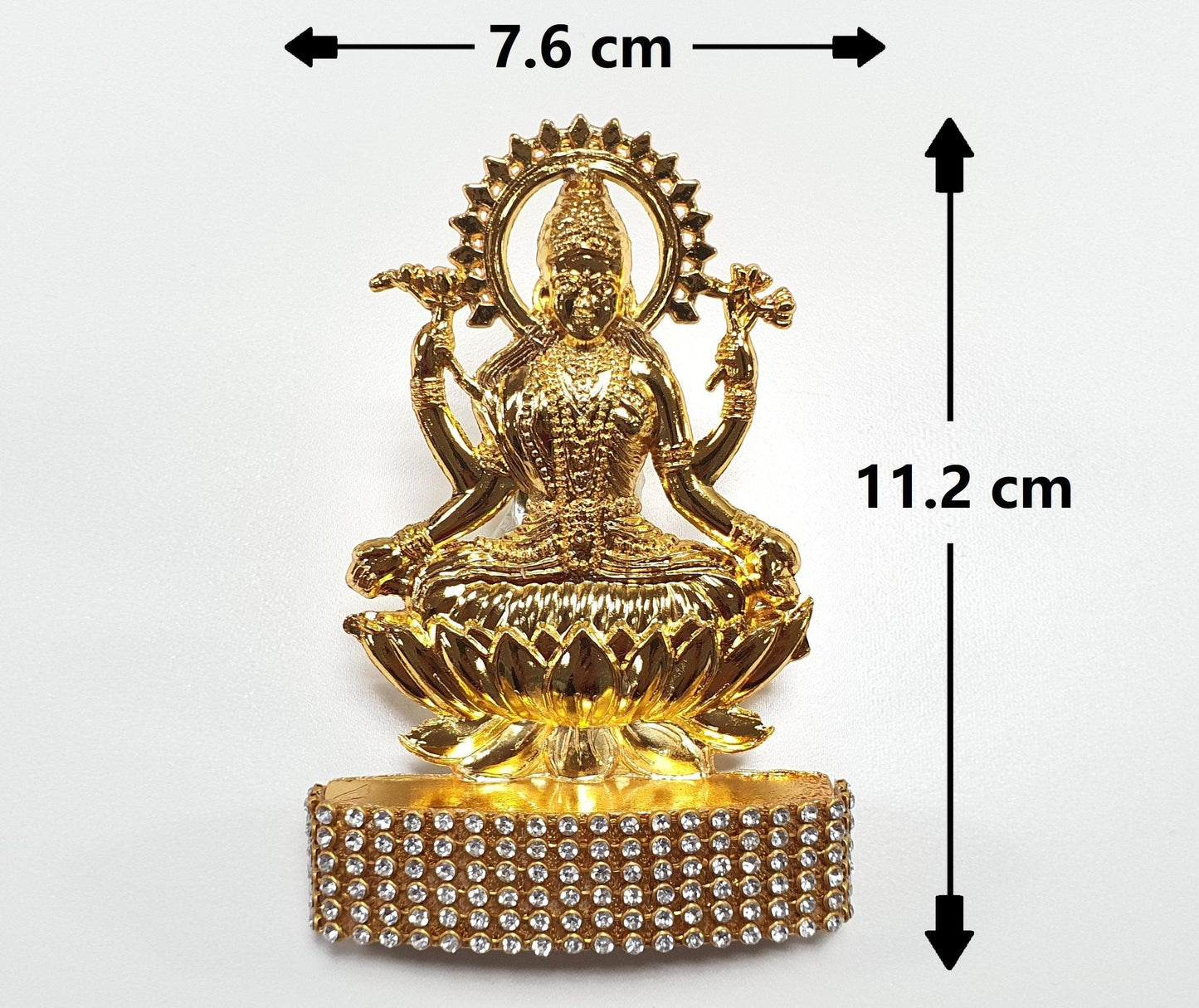 Goddess Lakshmi , Rare Stone Decorated, Gold Plated Idol Statue