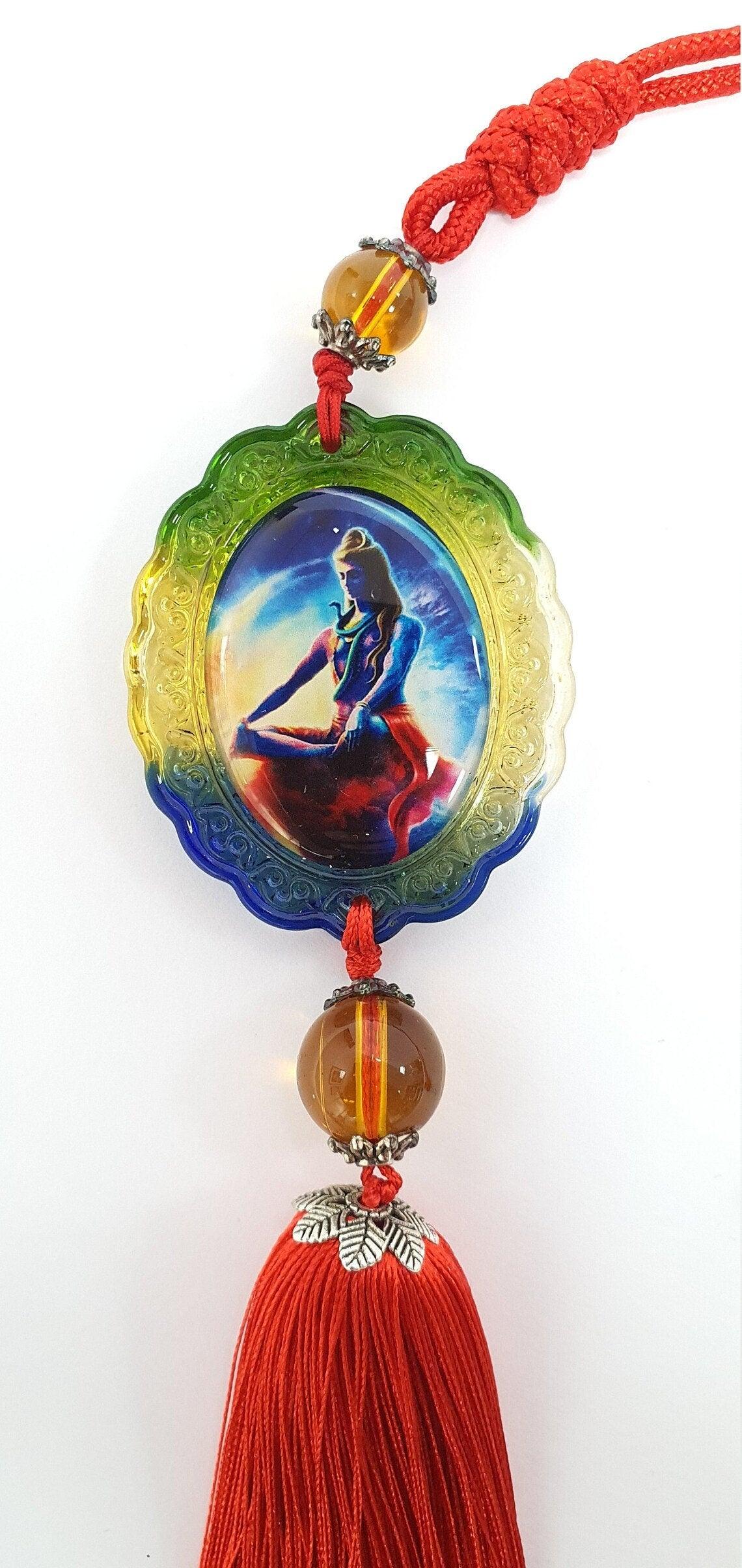 2x Goddess Kali Maa/Mata , Lord Shiva Hanging Pendants . Crystal Double Side Image