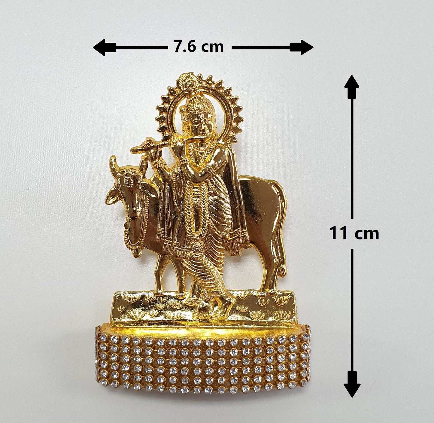 Lord Krishna , Rare Stone Decorated, Gold Plated Idol Statue