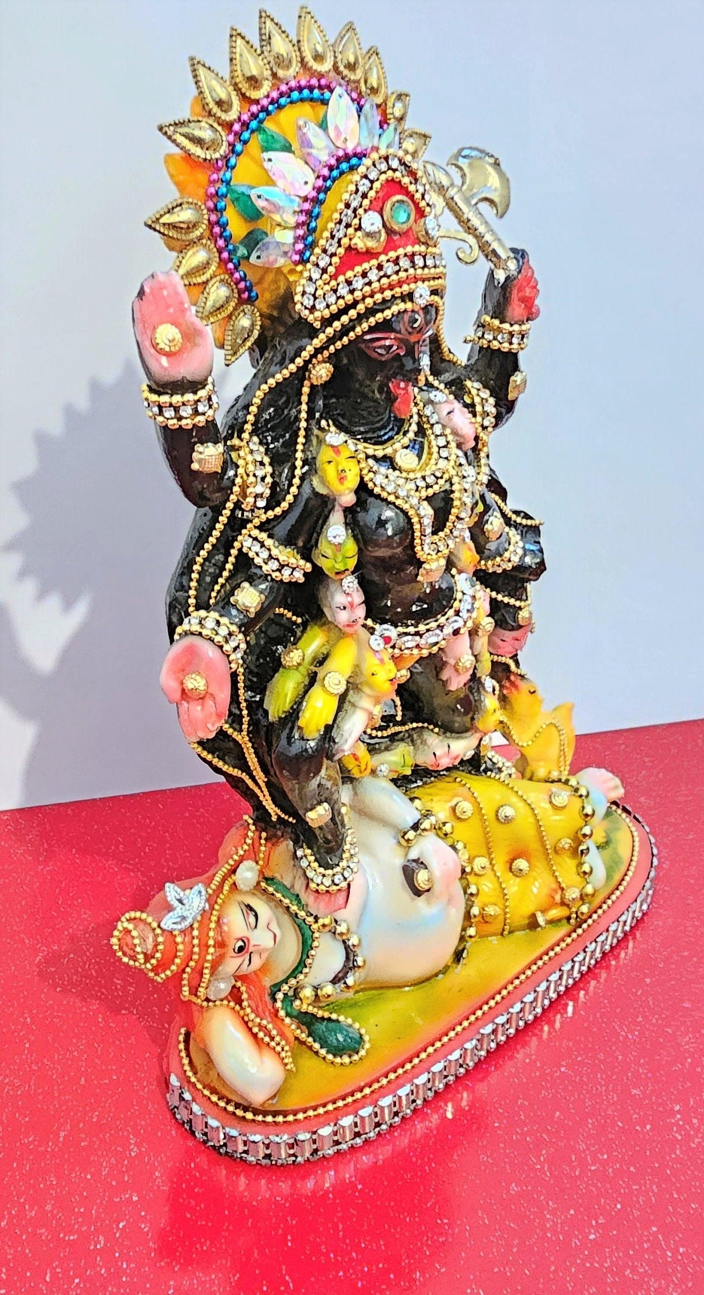 Rare hand decorated Goddess Kali Maa Lord Shiva Statue