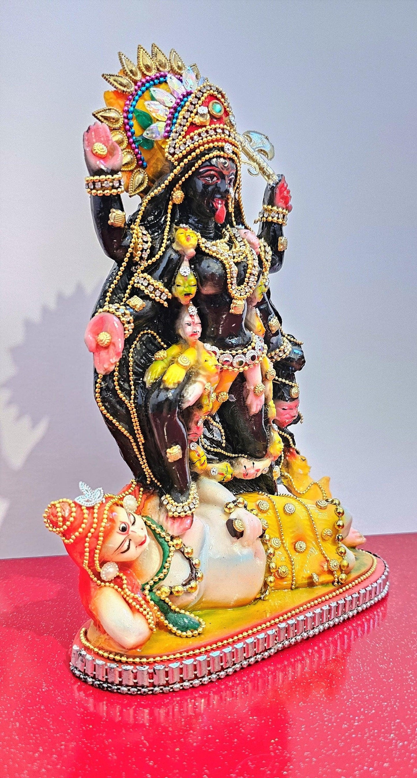 Rare hand decorated Goddess Kali Maa Lord Shiva Statue