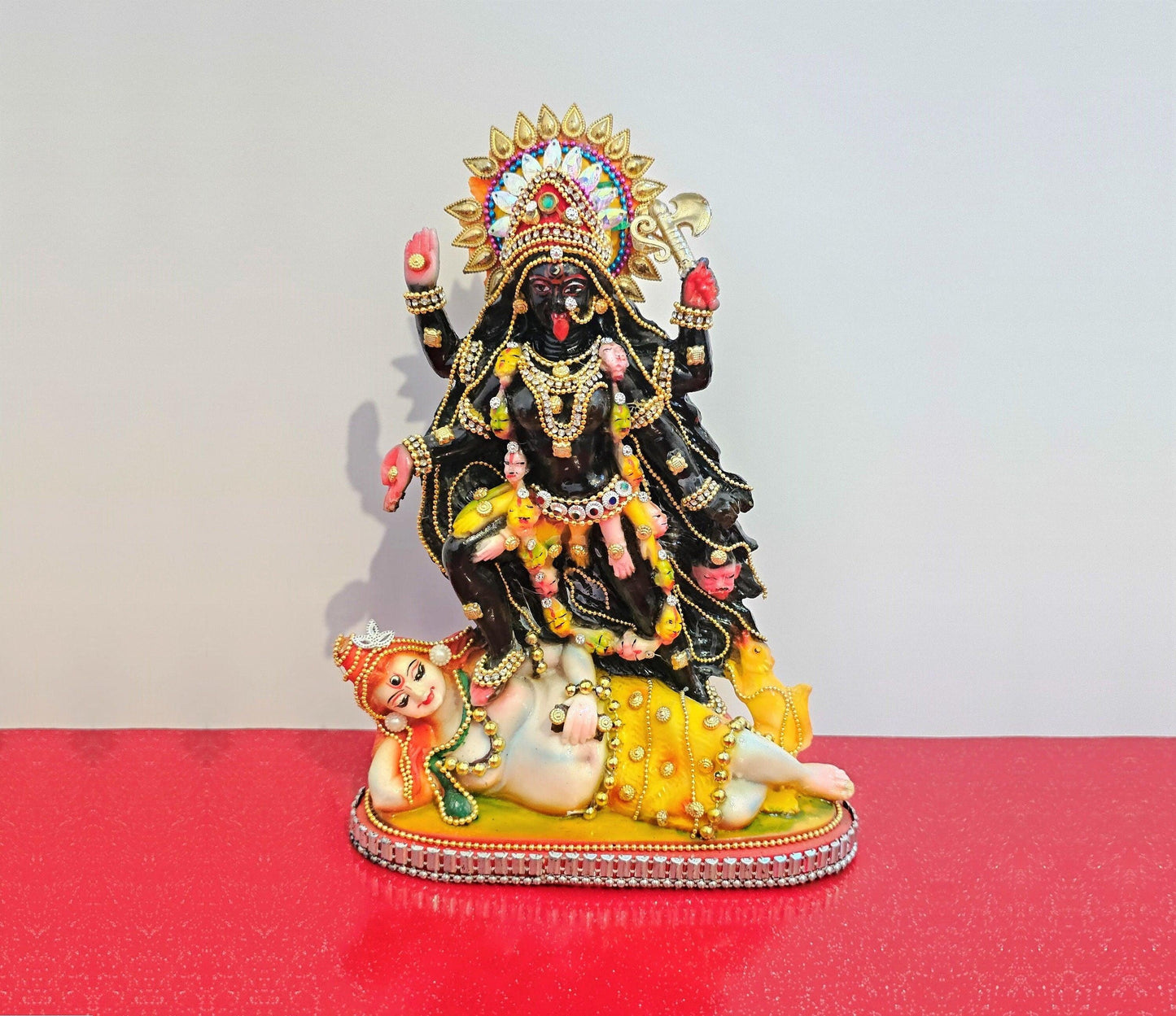 Rare hand decorated Goddess Kali Maa Lord Shiva Statue
