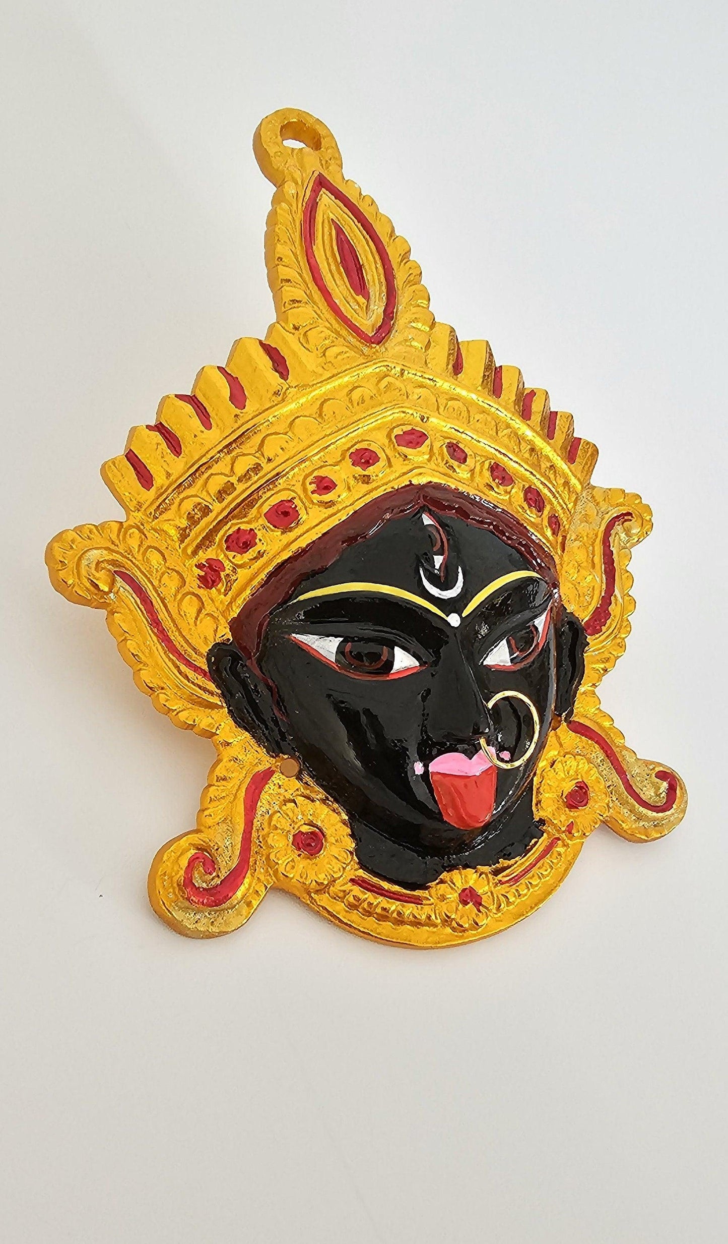 Goddess Kali Maa/Mata ( Durga ) Wall Hanging Face With Nose Ring , Solid Alloy