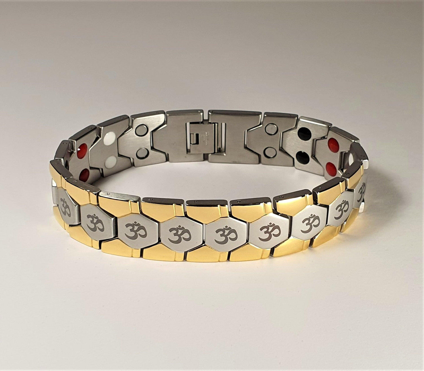 mens 2 tone om bracelet