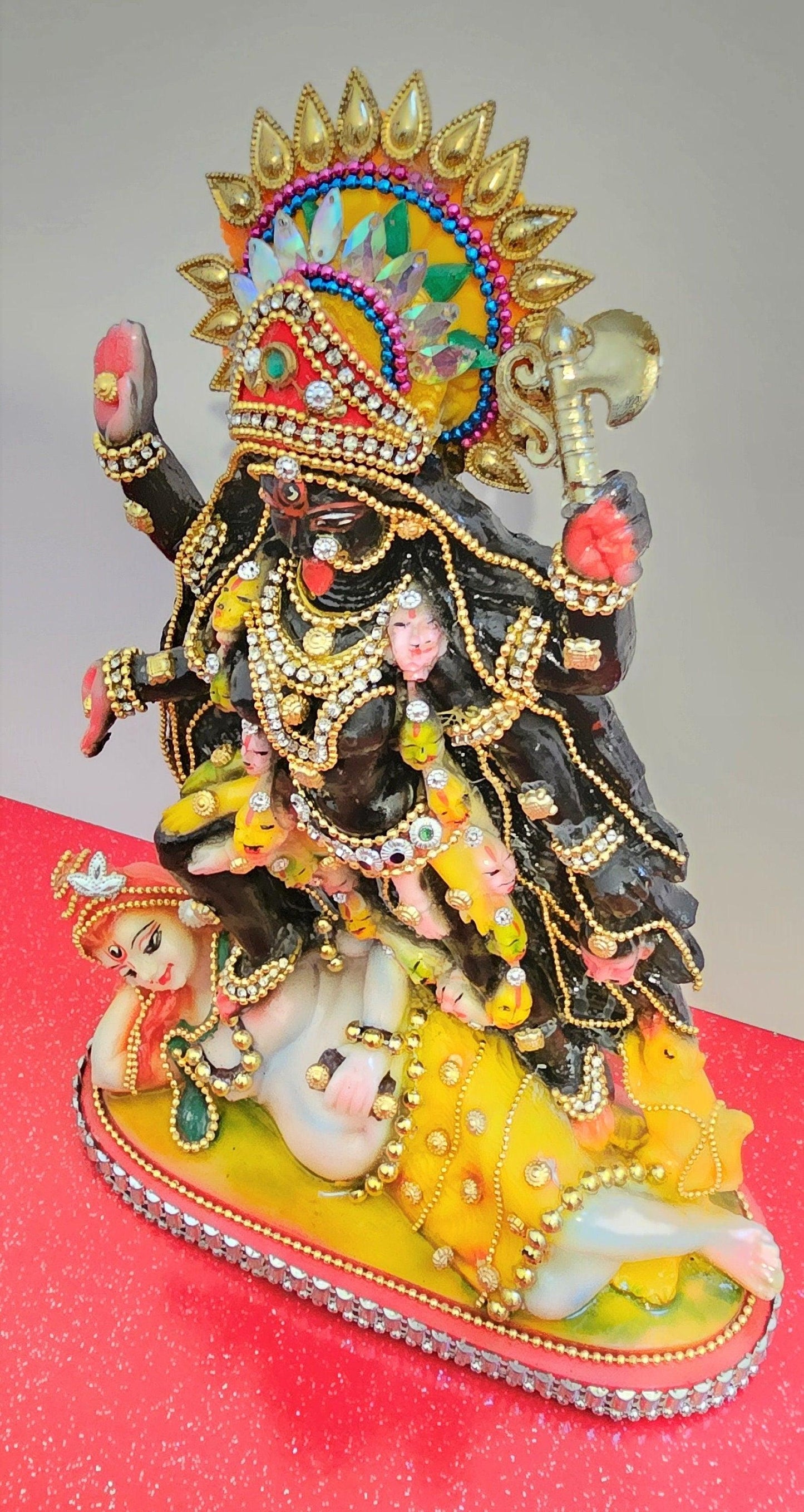 Rare hand decorated Goddess Kali Maa Lord Shiva Statue