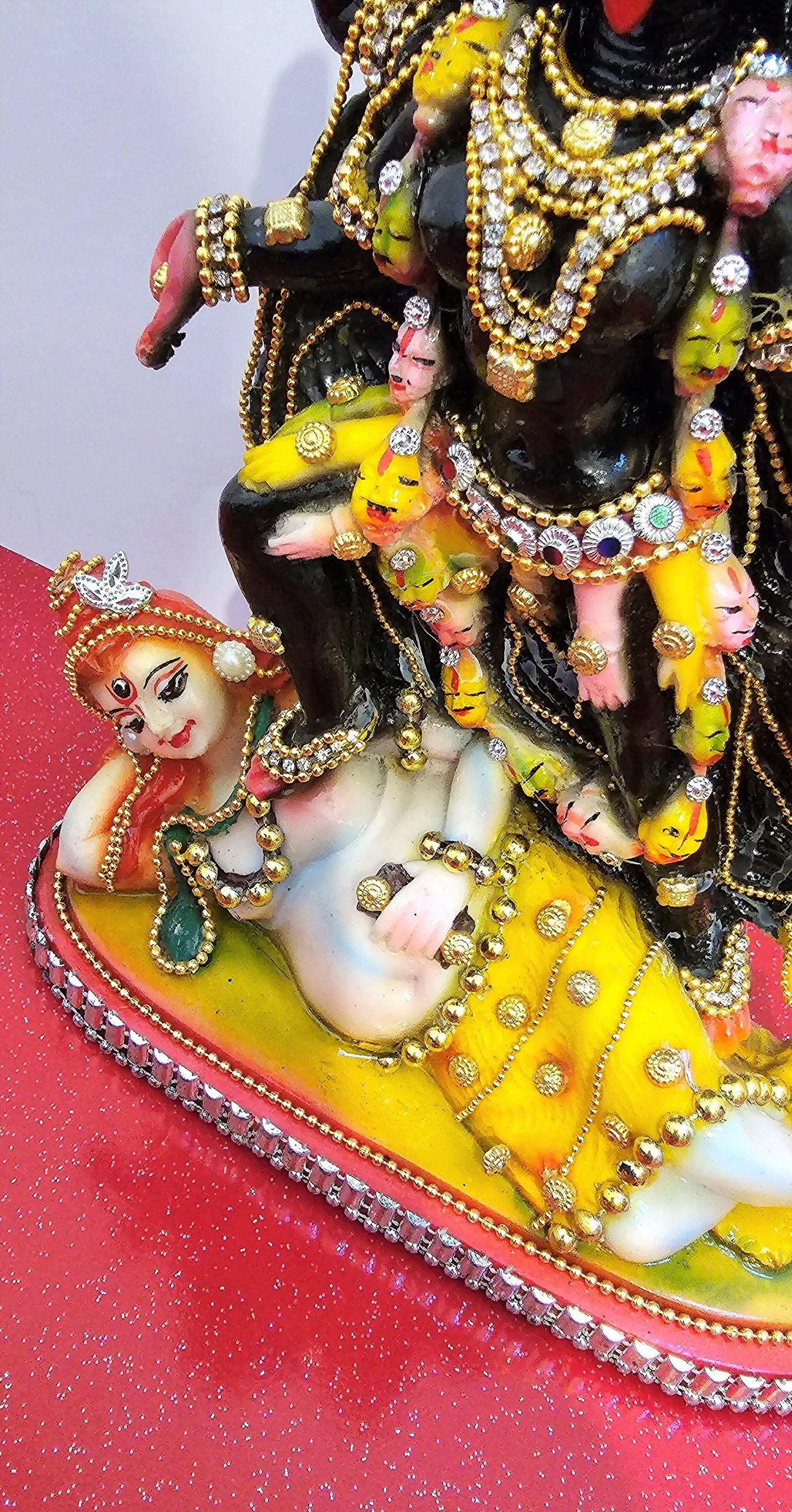 Rare hand decorated Goddess Kali Maa Lord Shiva Statue