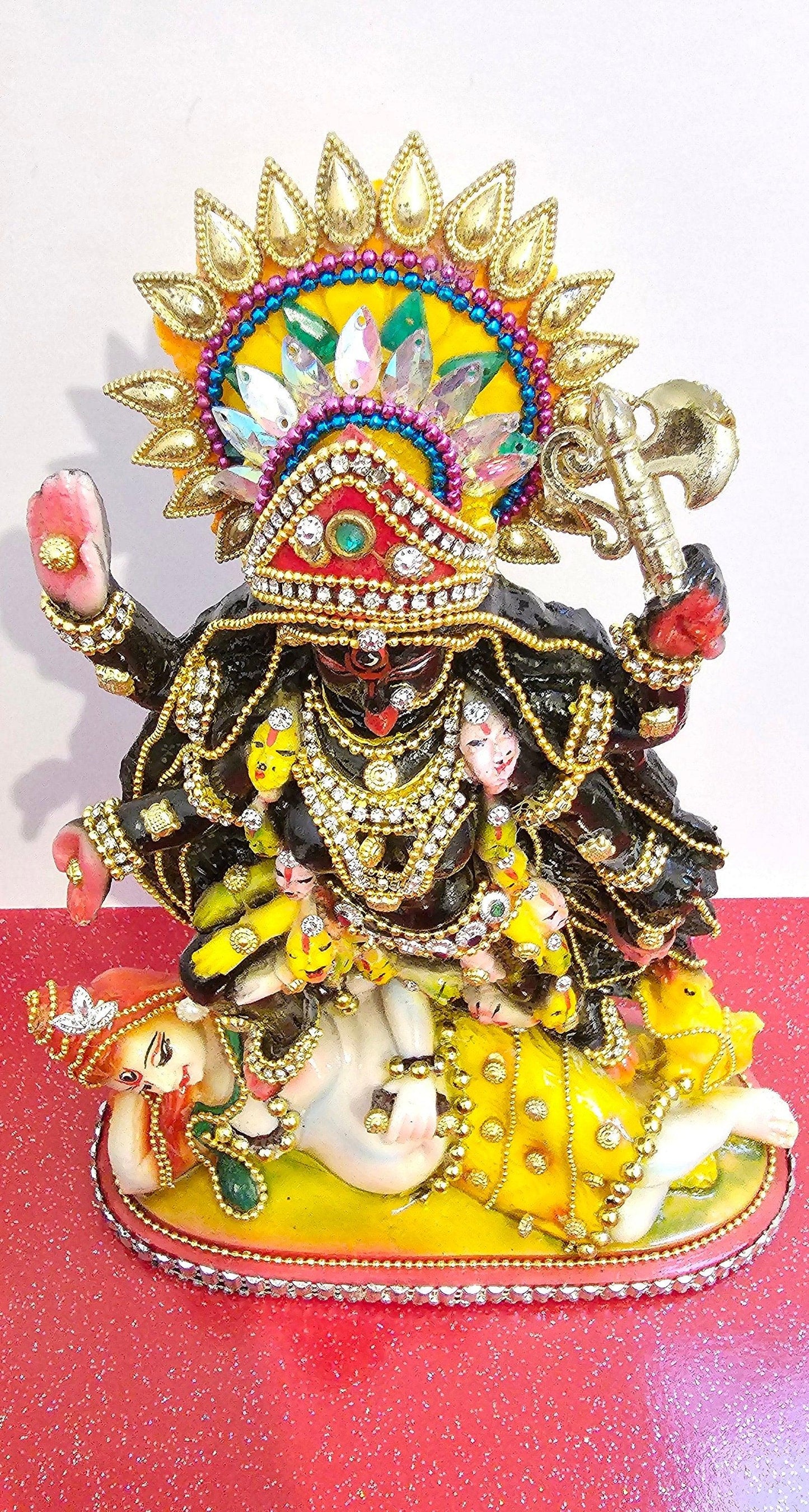 Rare hand decorated Goddess Kali Maa Lord Shiva Statue