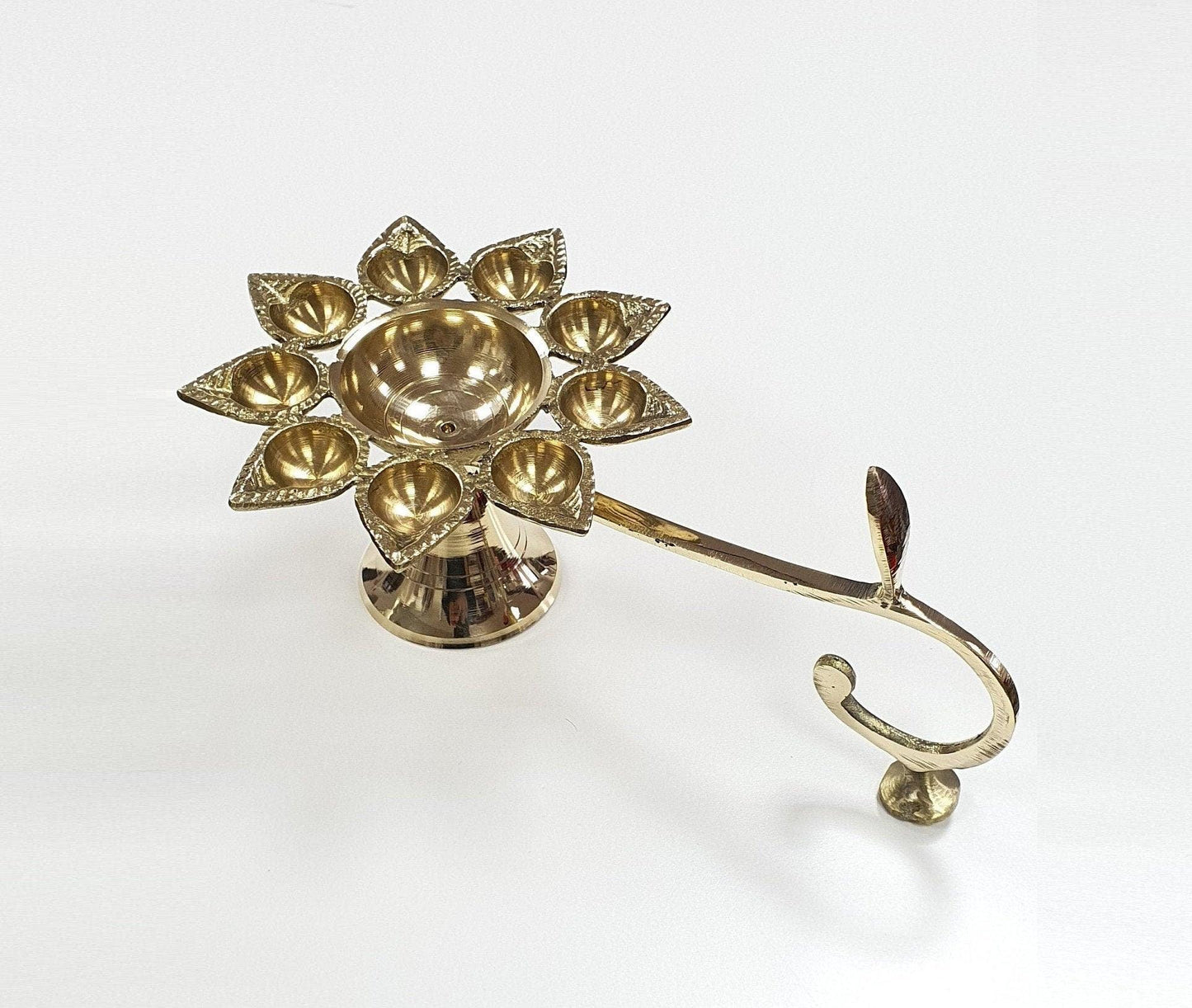 Brass Aarti Puja/Pooja/Diwali/Festival 9 Diya/Diva Lamp,
