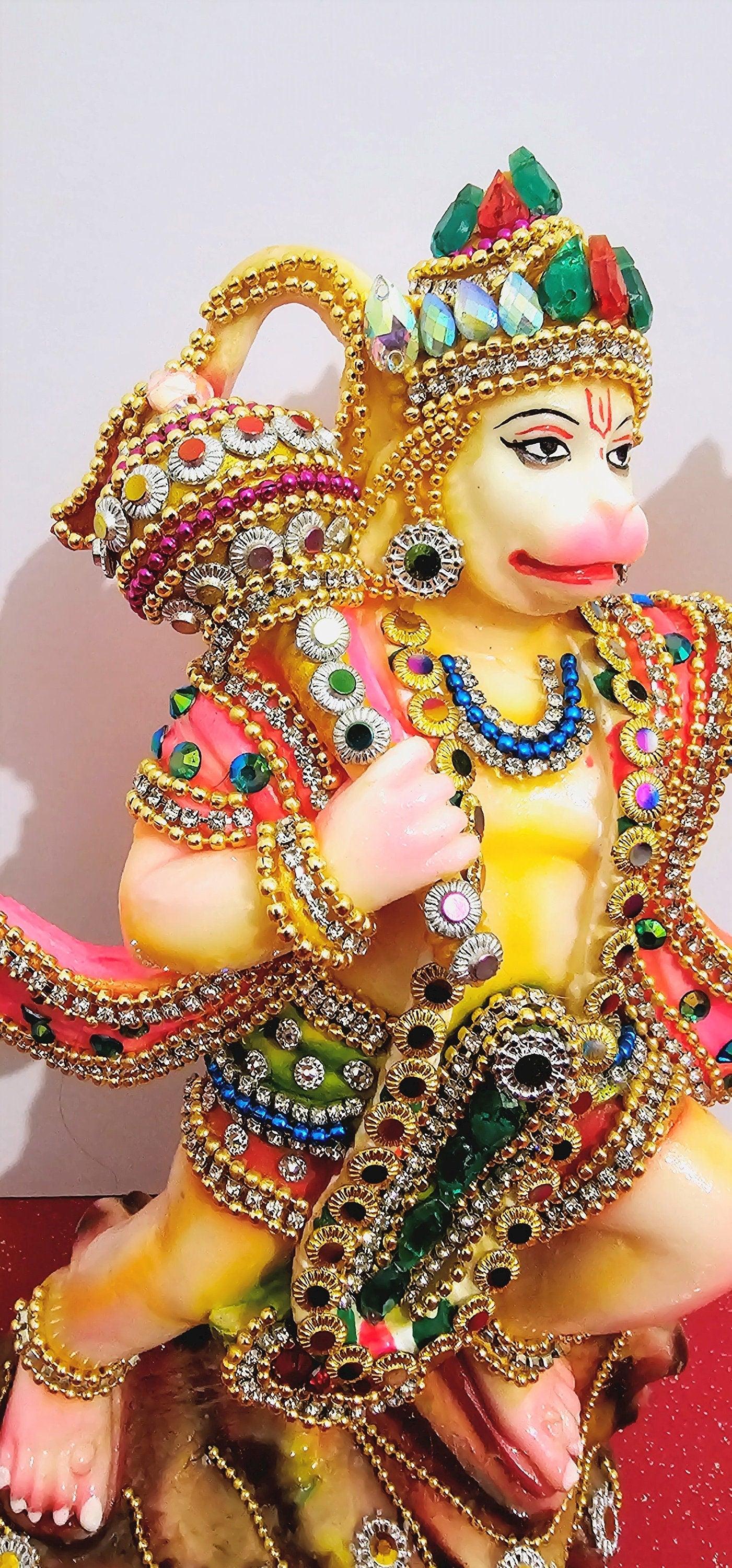 Rare hand decorated Lord Hanuman ( Bajrangbali ) statue