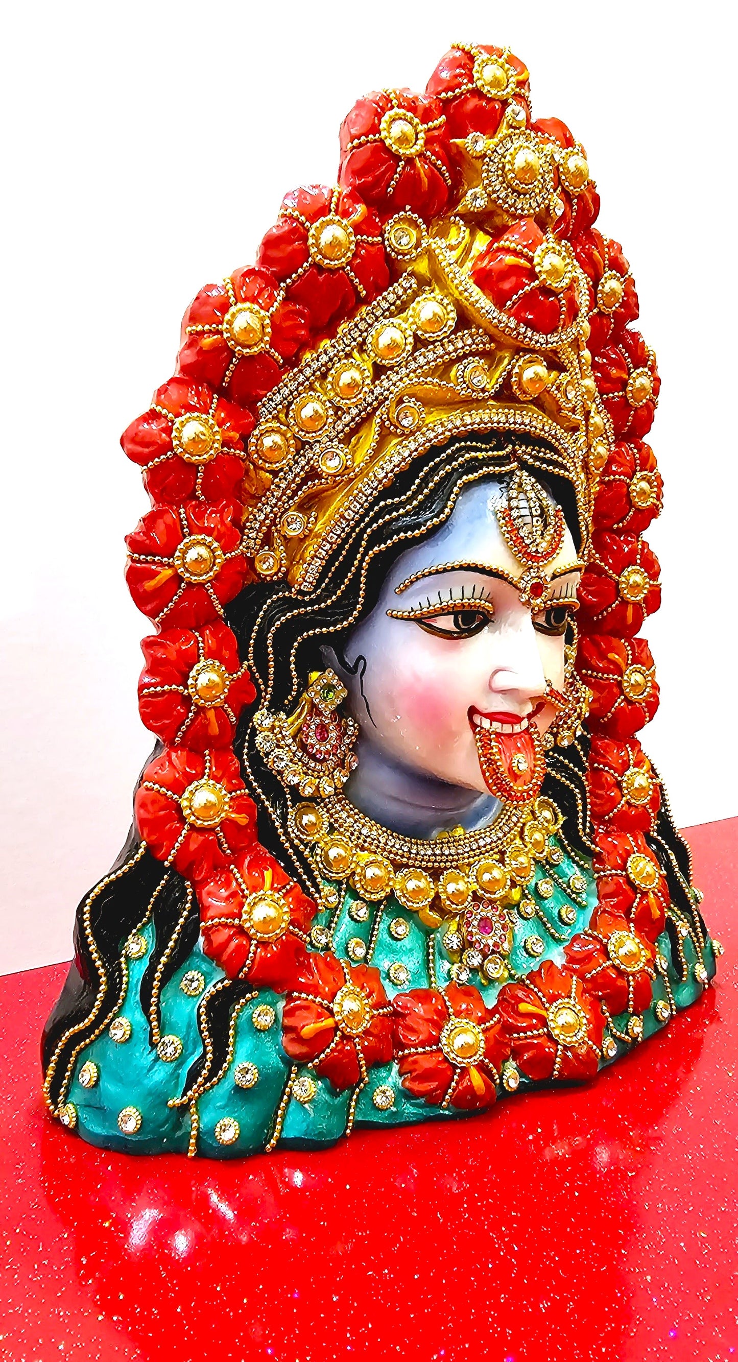 Rare Goddess Kali ( Tara Kali ) Face Stone Decorated Statue