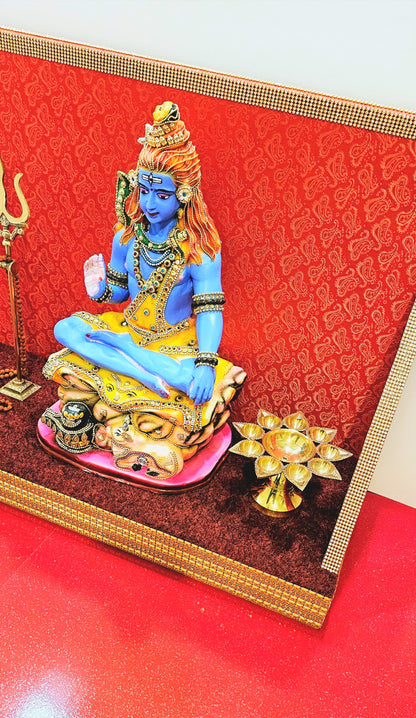 Rare Large Lord Shiva Statue With Complete Custom Made Temple Stand