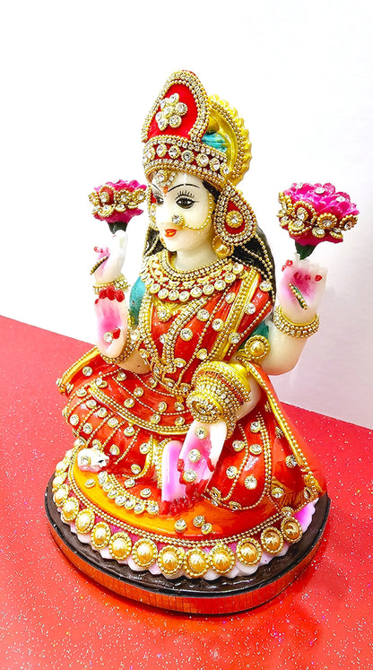 Rare Goddess Lakshmi / Laxmi Hand Stone Decorated Statue
