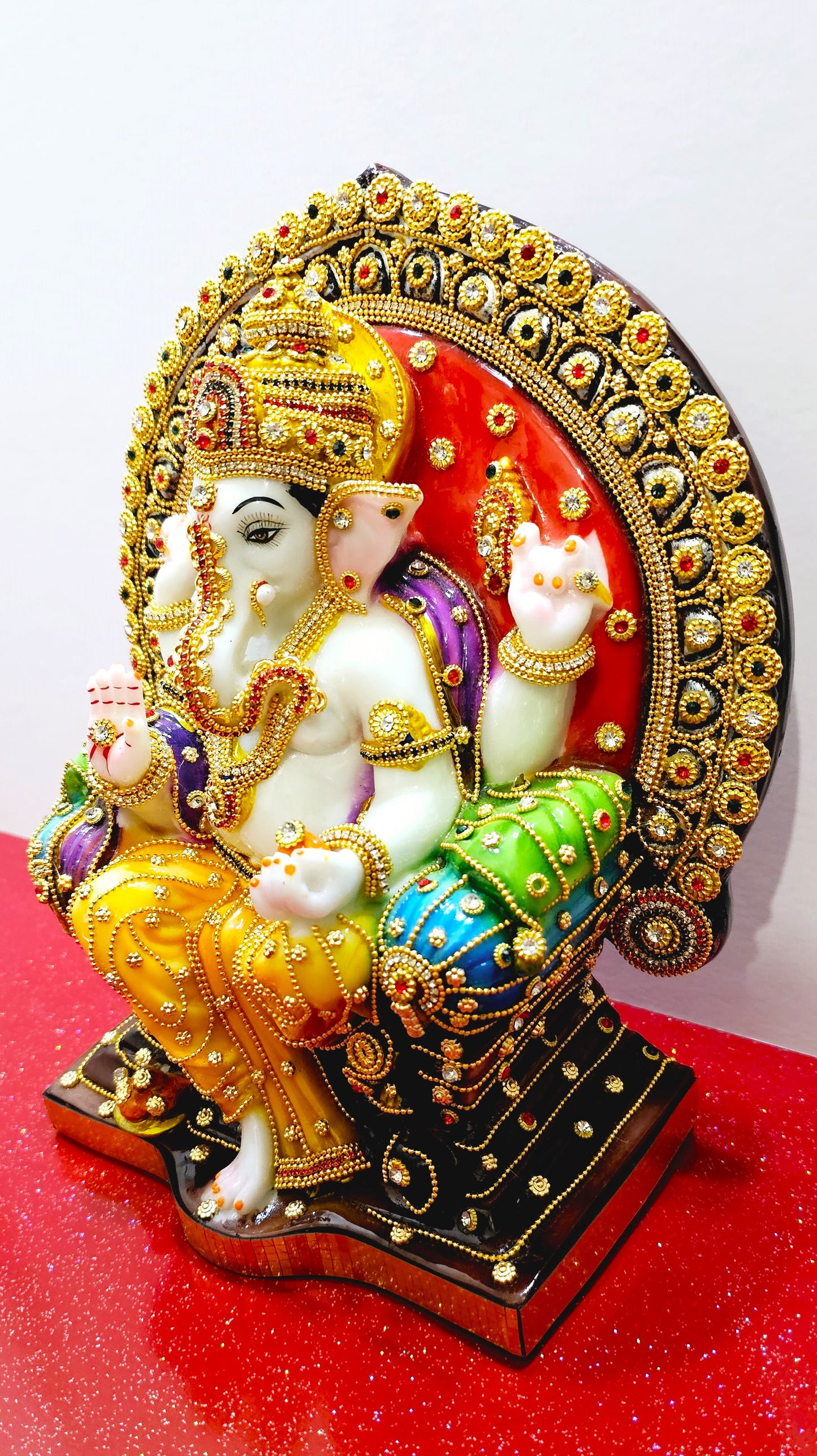 Rare Lord Ganesh / Ganesha Hand Stone Decorated Statue