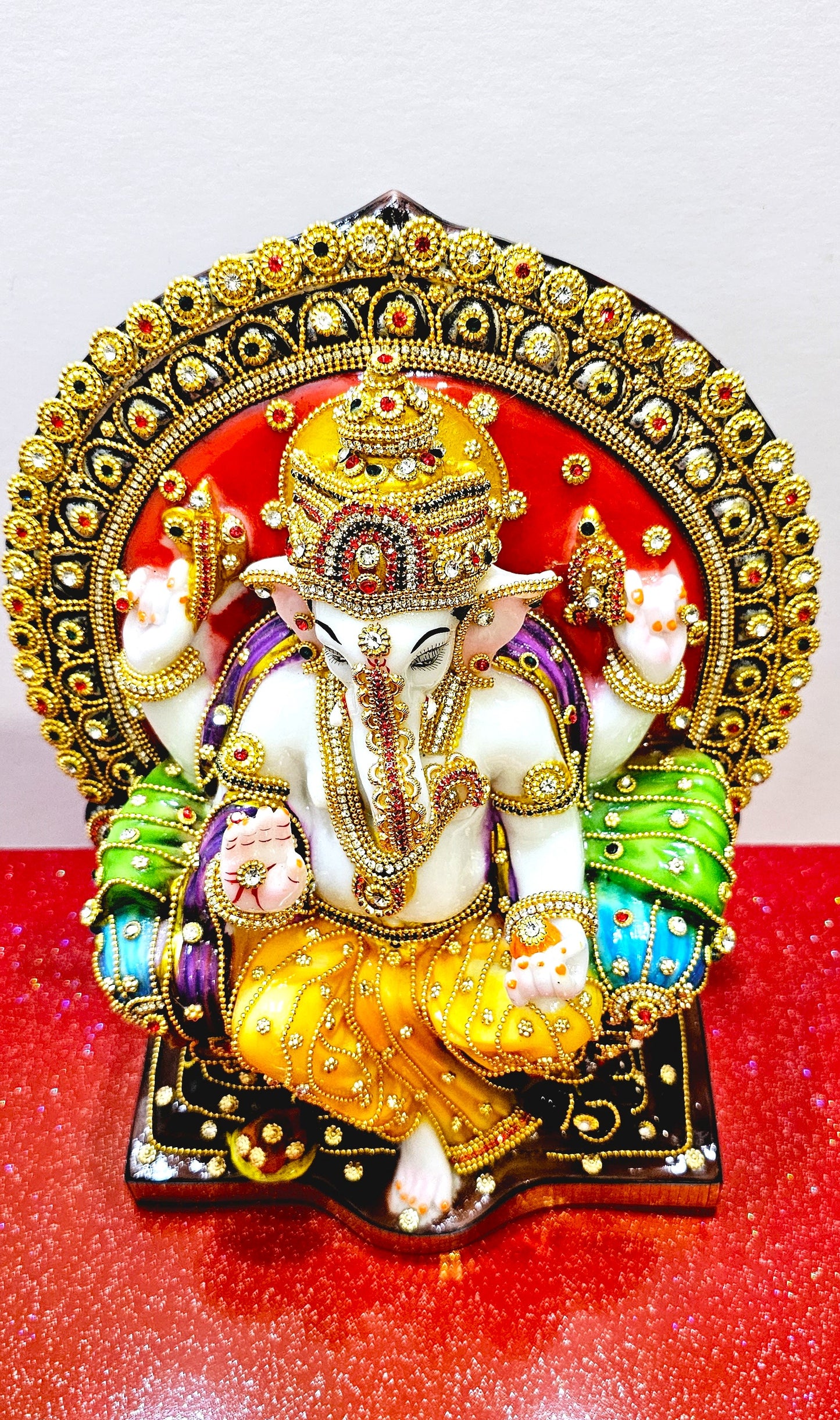 Rare Lord Ganesh / Ganesha Hand Stone Decorated Statue