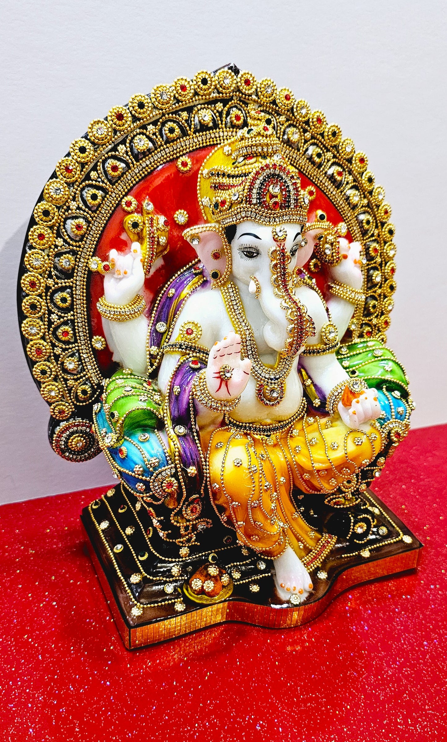 Rare Lord Ganesh / Ganesha Hand Stone Decorated Statue