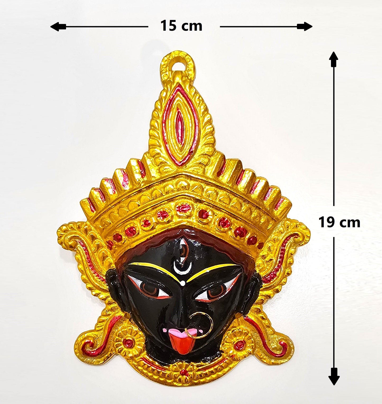 Goddess Kali Maa/Mata ( Durga ) Wall Hanging Face With Nose Ring , Solid Alloy