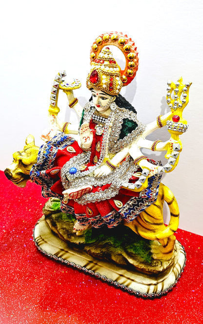 Rare Sherawali Mata ( Durga ) Decorated Statue