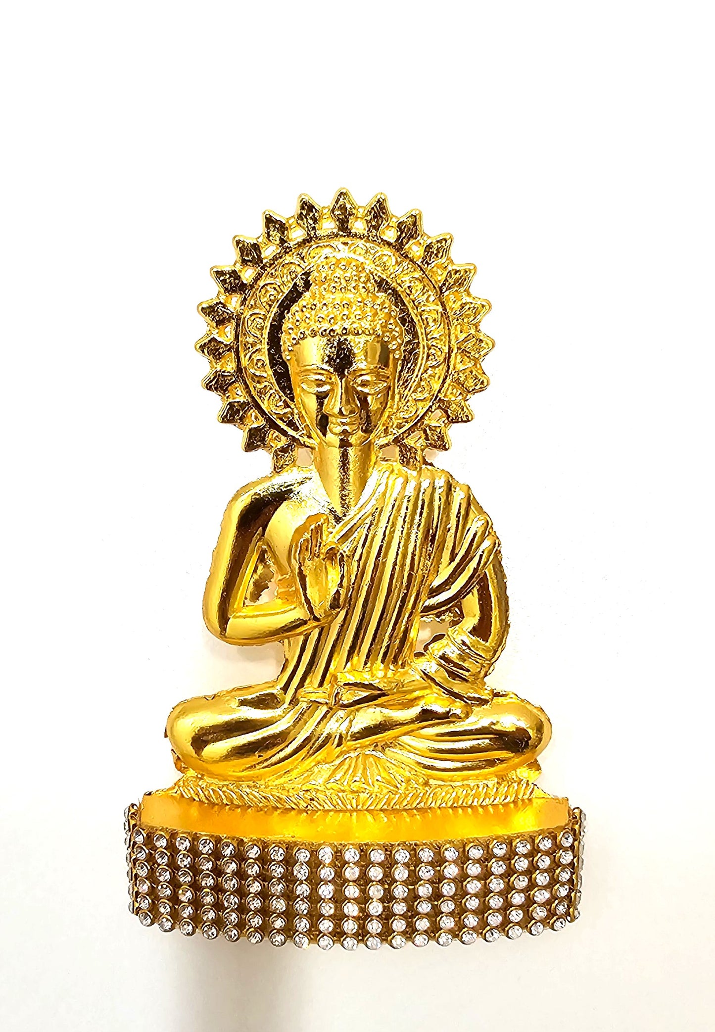 Buddha , Rare Stone Decorated, Gold Plated Idol Statue