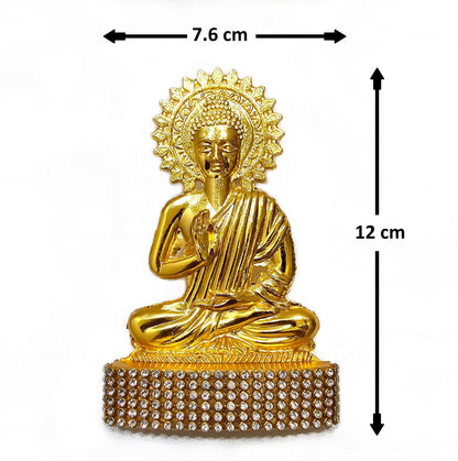 Buddha , Rare Stone Decorated, Gold Plated Idol Statue