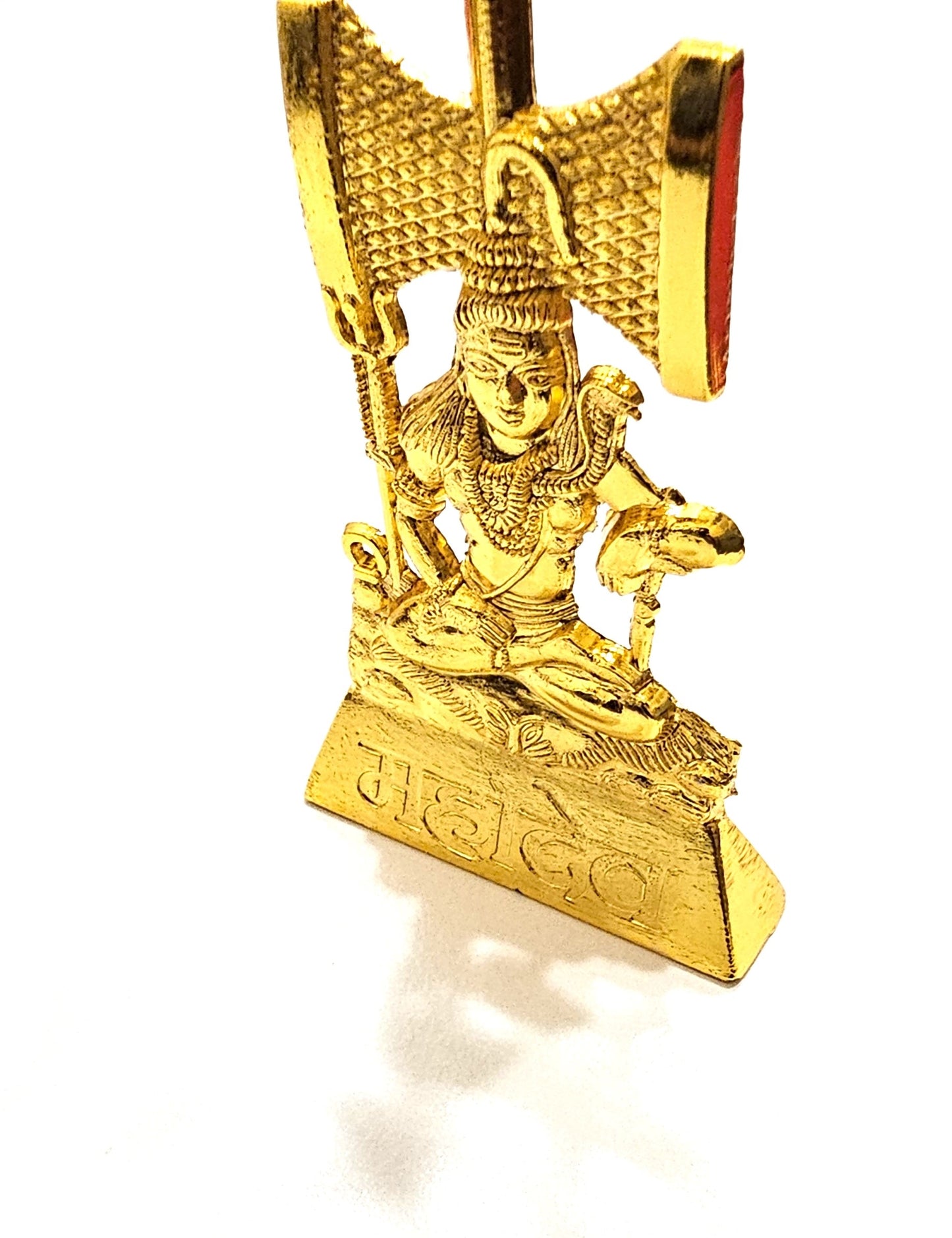 Rare Lord Shiva and Trishul ( Trident ) Gold Plated Statue