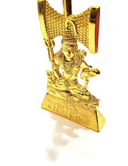 Rare Lord Shiva and Trishul ( Trident ) Gold Plated Statue