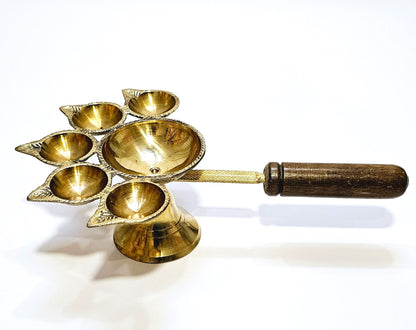 Brass Aarti Puja / Pooja / Diwali / Festival 5 Diya / Diva Lamp