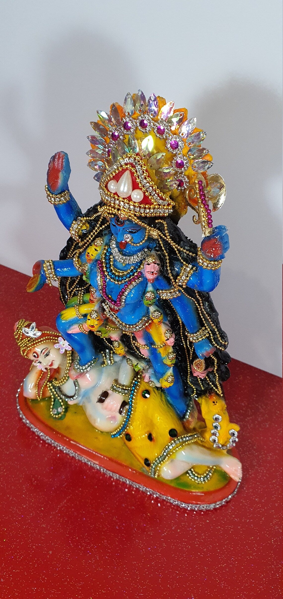 Rare hand decorated Goddess Kali Maa Lord Shiva Statue