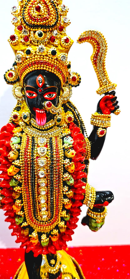 Goddess Kali Maa / Mata Rare Stone Decorated Statue , In Colour Black