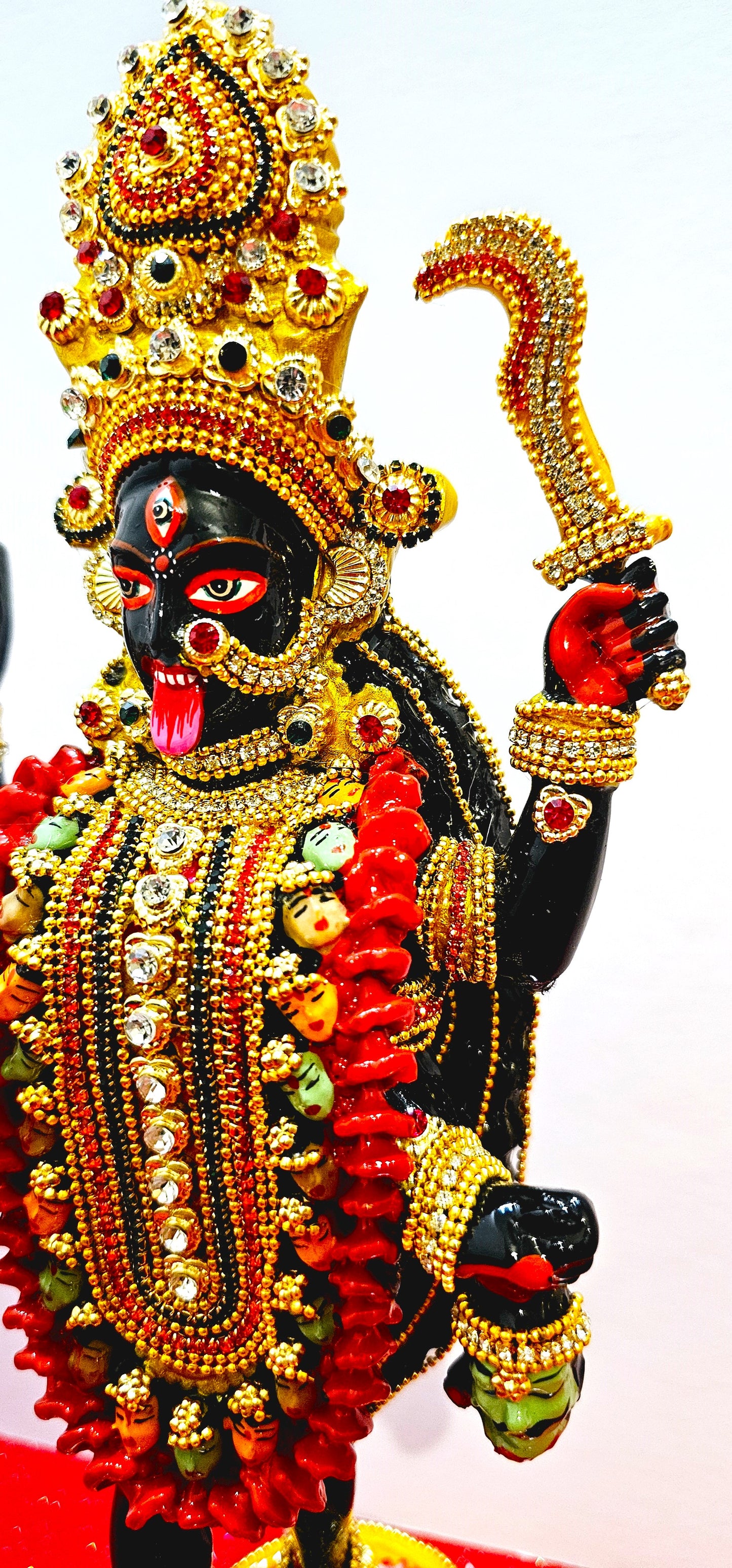 Goddess Kali Maa / Mata Rare Stone Decorated Statue , In Colour Black