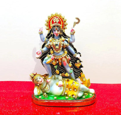 Rare hand decorated Goddess Kali Maa Lord Shiva Statue