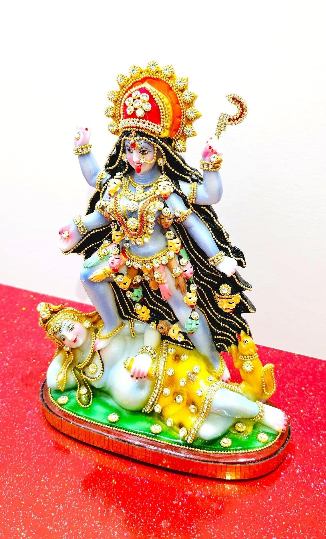 Rare hand decorated Goddess Kali Maa Lord Shiva Statue