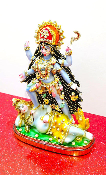 Rare hand decorated Goddess Kali Maa Lord Shiva Statue