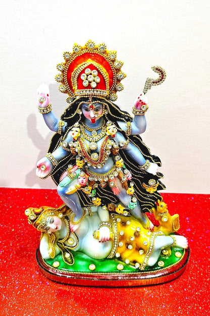 Rare hand decorated Goddess Kali Maa Lord Shiva Statue