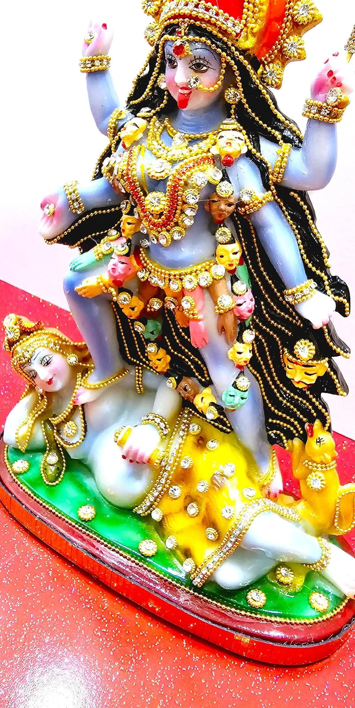 Rare hand decorated Goddess Kali Maa Lord Shiva Statue