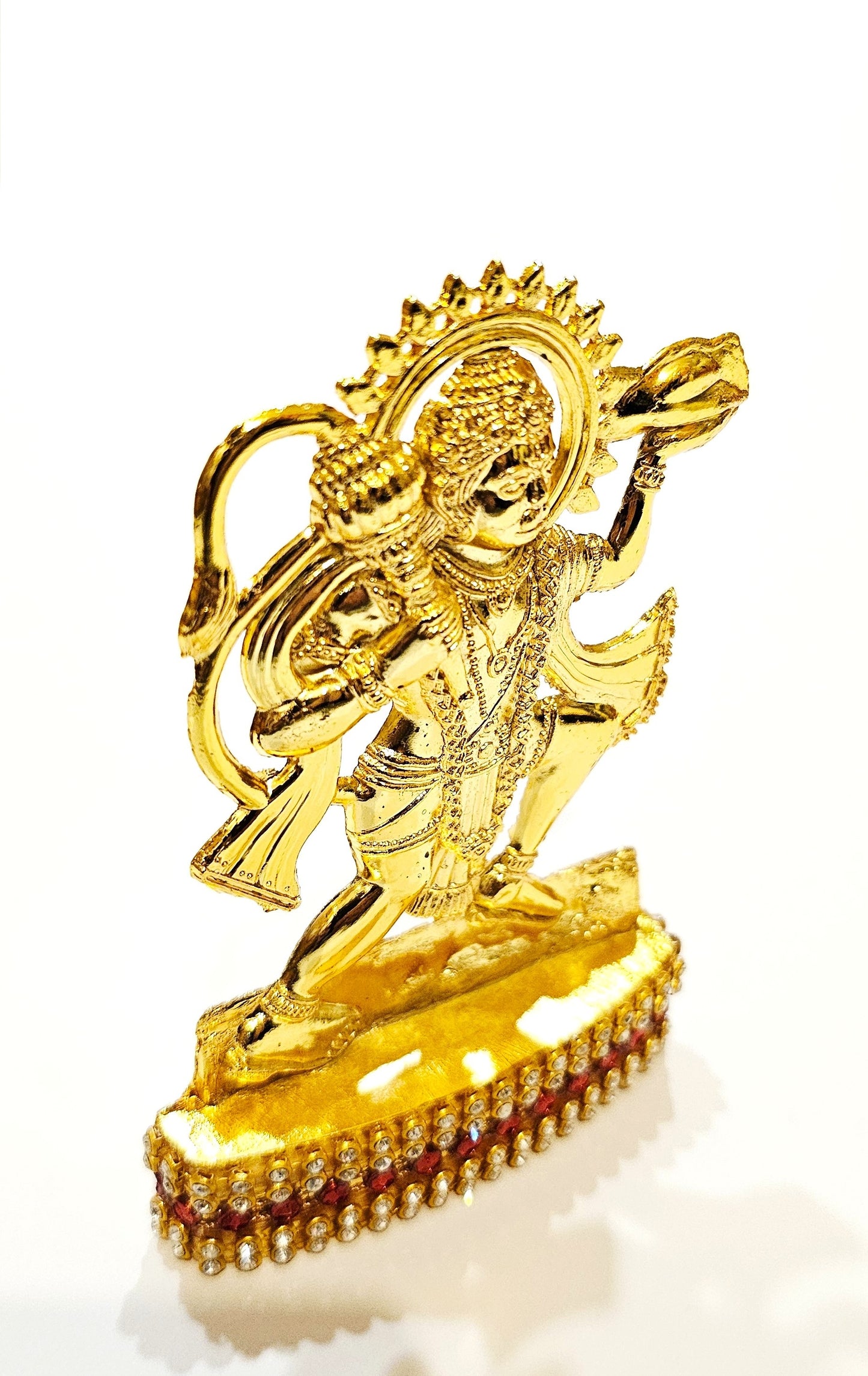 Lord Hanuman , Rare Stone Decorated, Gold Plated Idol Statue